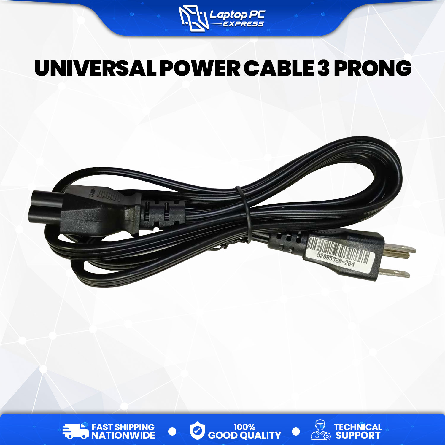 Universal Laptop Charger Power Cord, 3 Prongs, 3 Pins