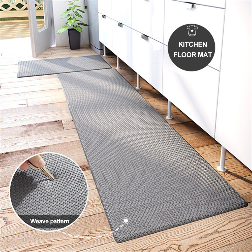 44x150cm Simple Solid Color Oil-proof Kitchen Floor Mat Long Strip