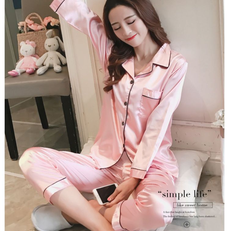 Printed Silk Pajama Terno Home Wear Night Wear Sleep Wear Women Lingeries