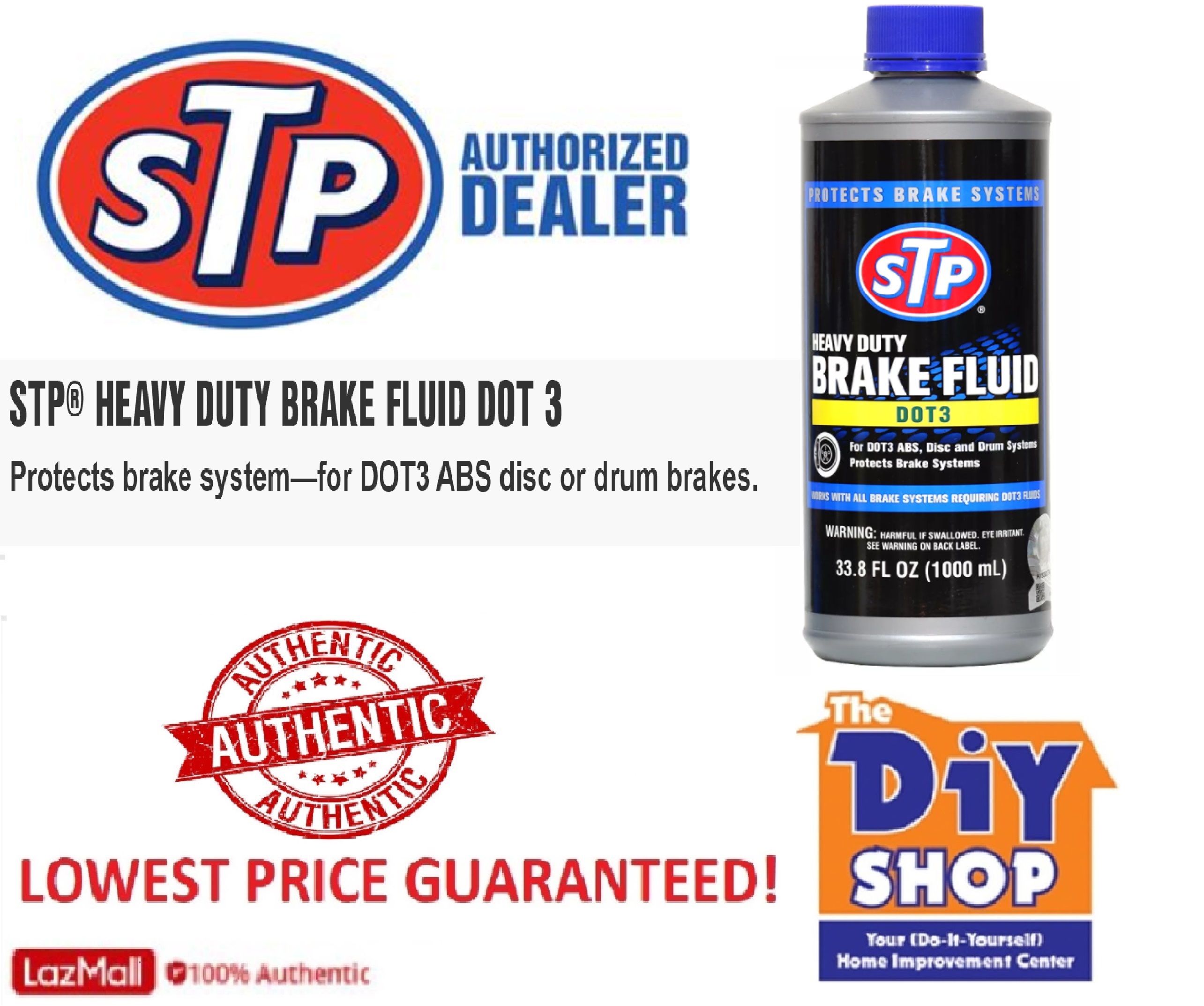 STP Synthetic Brake Fluid, Dot 4 Brake Fluid Protects Brake Systems, ABS,  Disc and Drum Systems, 12 Oz, STP