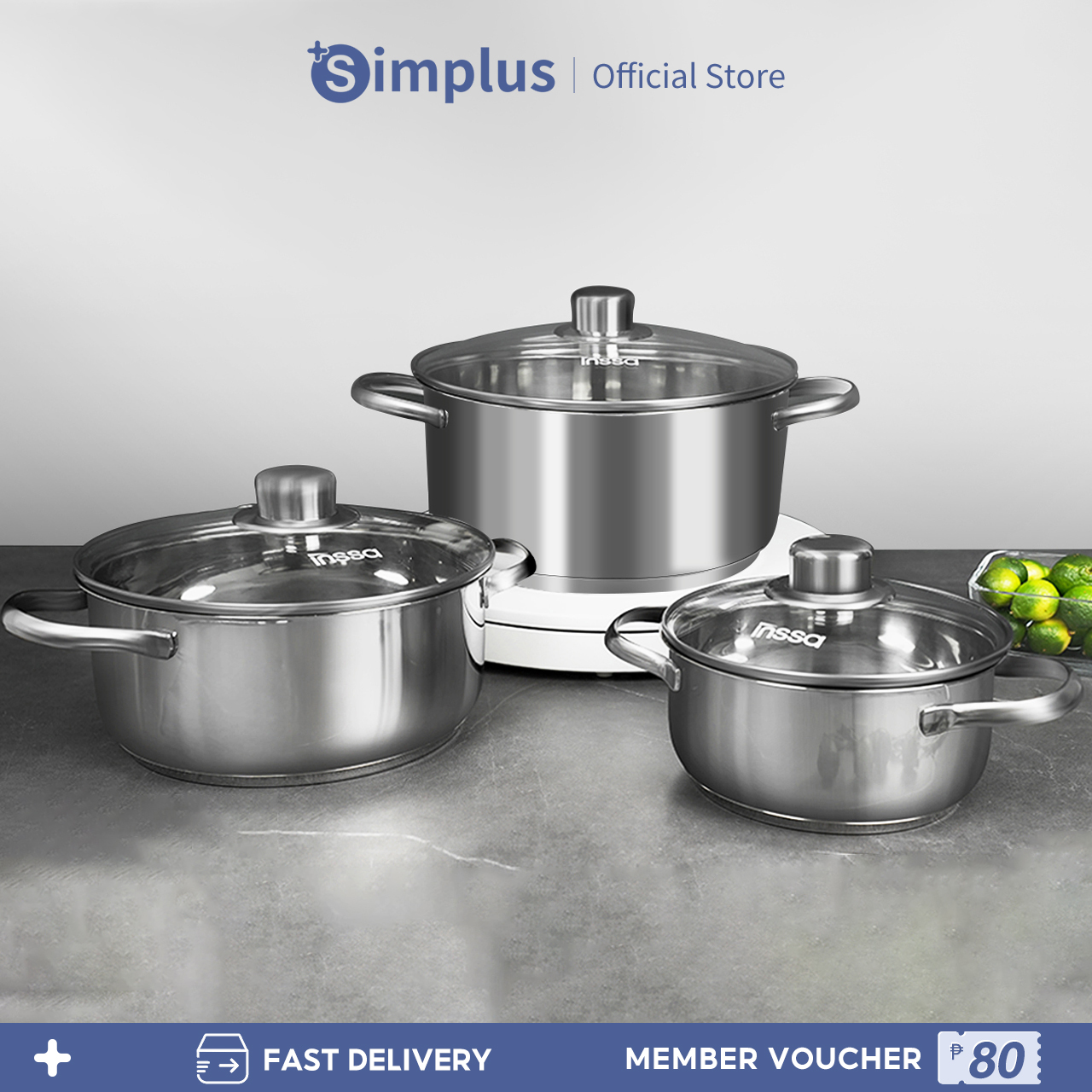 Simplus Stainless Steel Cookware Set with Thicken Botton