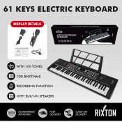 RIXTON 61-Key Digital Keyboard: Entry-Level Piano for Kids