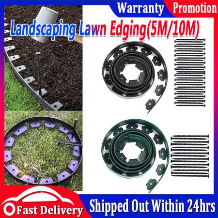 5m 10m Garden Flexible Lawn Grass Plastic Edging Border Landscape Edging Easy Install Insert Black Green Garden-Belt