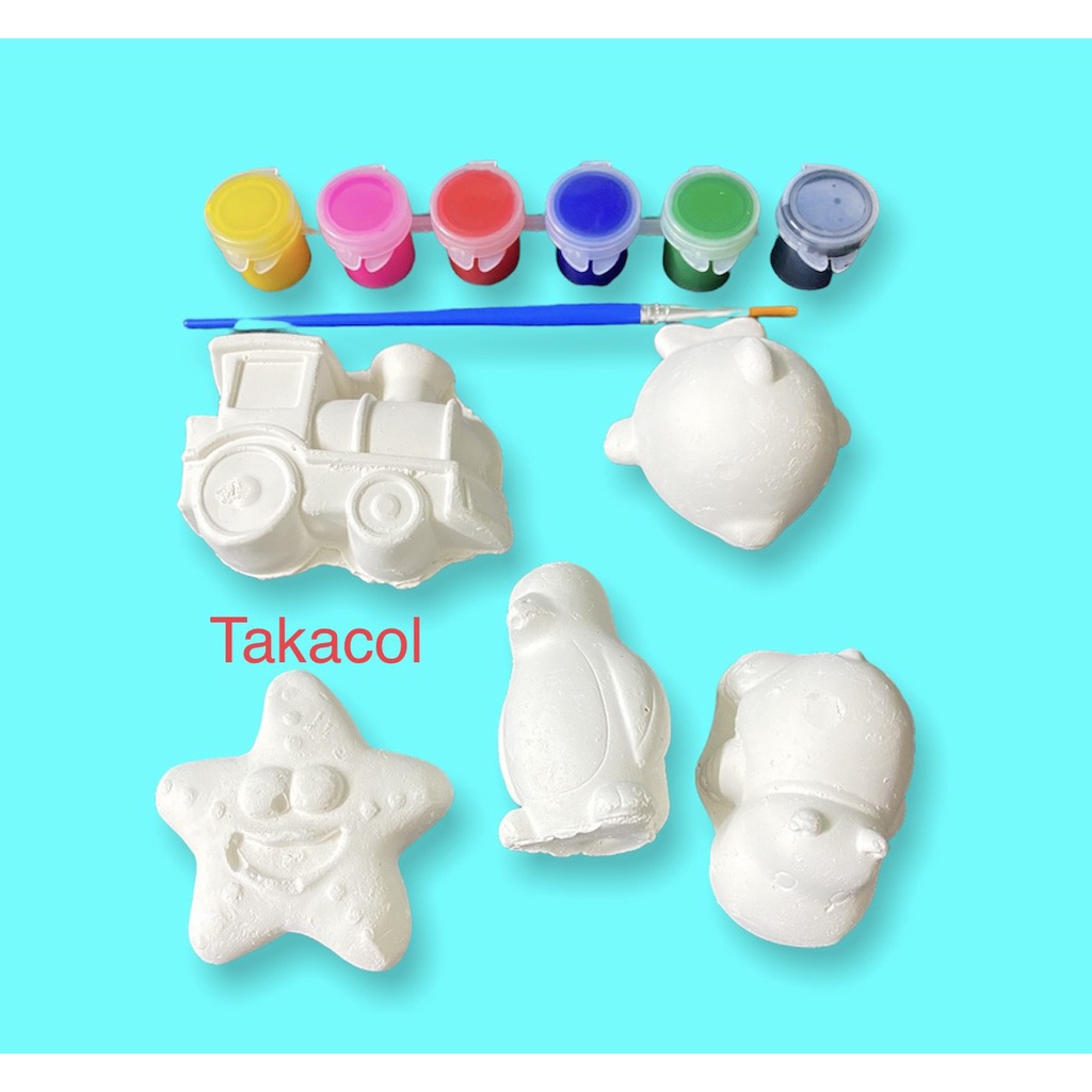 Tô tượng cho bé Takacol bộ gồm 5 tượng + 6 màu + cọ