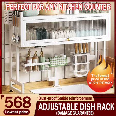 Stainless Steel Adjustable 3-Tier Dish Rack by Kitchen Organizer