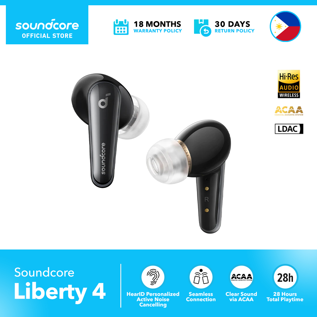 Soundcore Liberty 4 Bluetooth Earphones, ACAA 3.0, 28 hour Playtime, Fast Charging