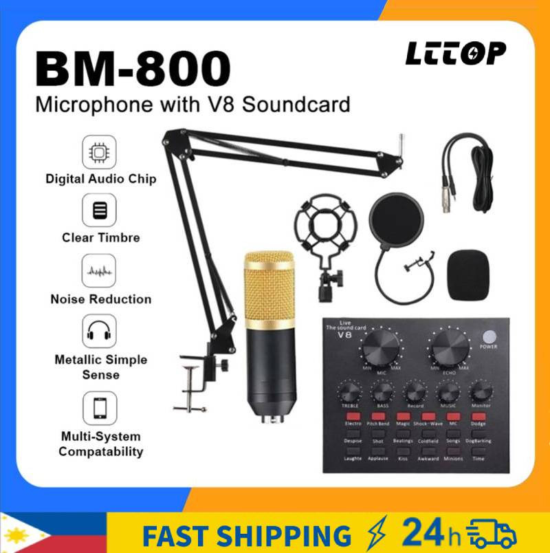 Sound Card & Microphone Set V8 Plus Soundcard BM800 Condenser
