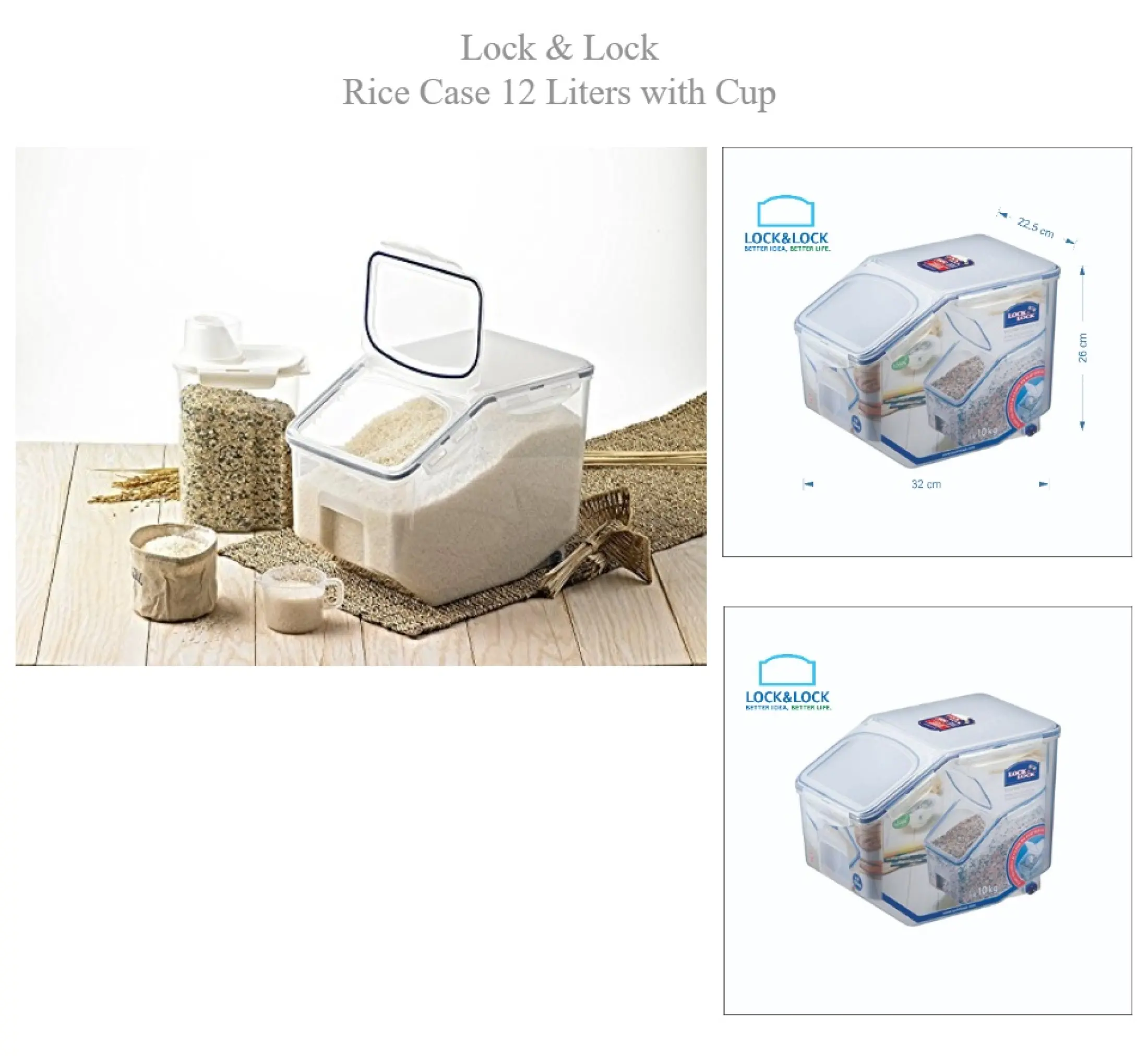Locknlock Kitchen Caddy 12 Liters With Cup For Flour Grains Rice Bpa Free Hpl510 Lazada Ph