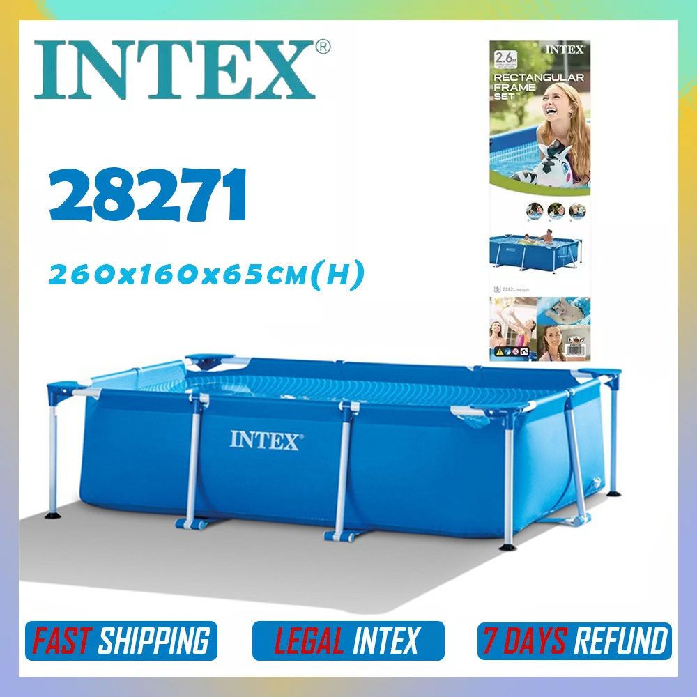 INTEX Rectangular Steel Frame Swimming Pool 260x160x65cm