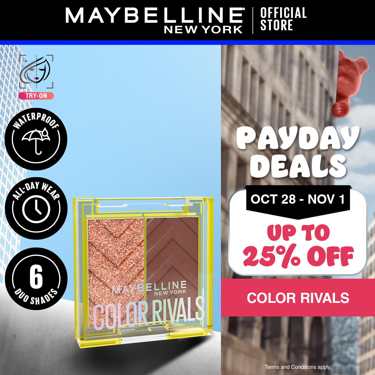 Discount on Maybelline  shoes - SKU: Maybelline Color Rivals Duo Eyeshadow - Waterproof, High Pigment