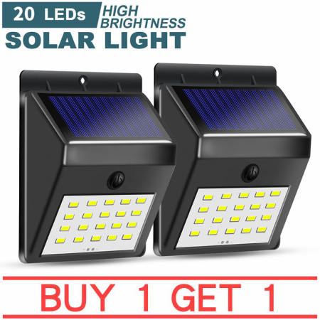 20LED Solar Light - Waterproof Outdoor Garden Wall Lamp