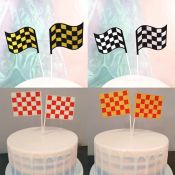 Ins style McQueen car theme check flag paper card cake topper plug-in baking props dessert decorations materials 2pcs/pack