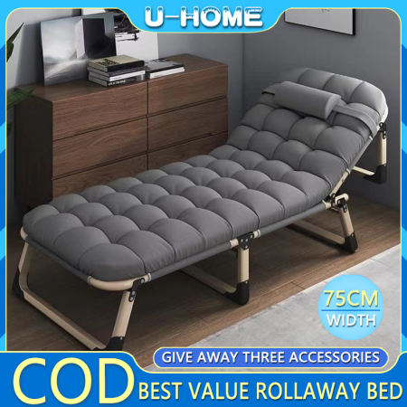 Portable Folding Bed with Adjustable Backrest and Cushion 