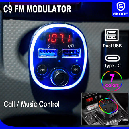 Wireless Bluetooth Car FM Transmitter with Dual USB Charger