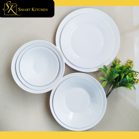 Whorl Design 4-Piece Porcelain Dinnerware Set