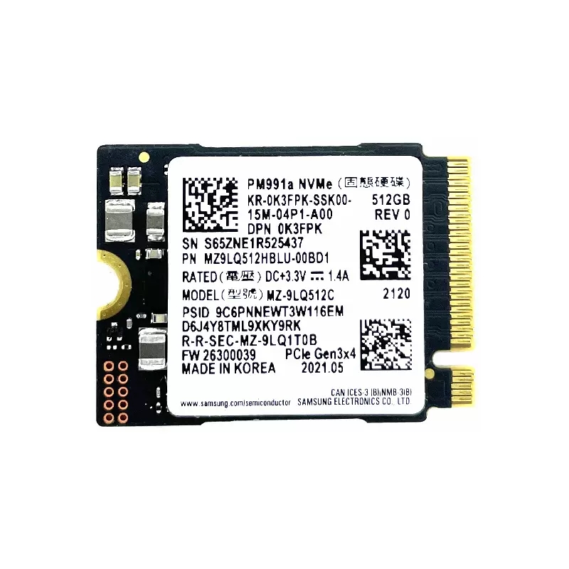 Samsung PM991a 256GB 512GB 1T M.2 2230 NVMe Replacement SSD for