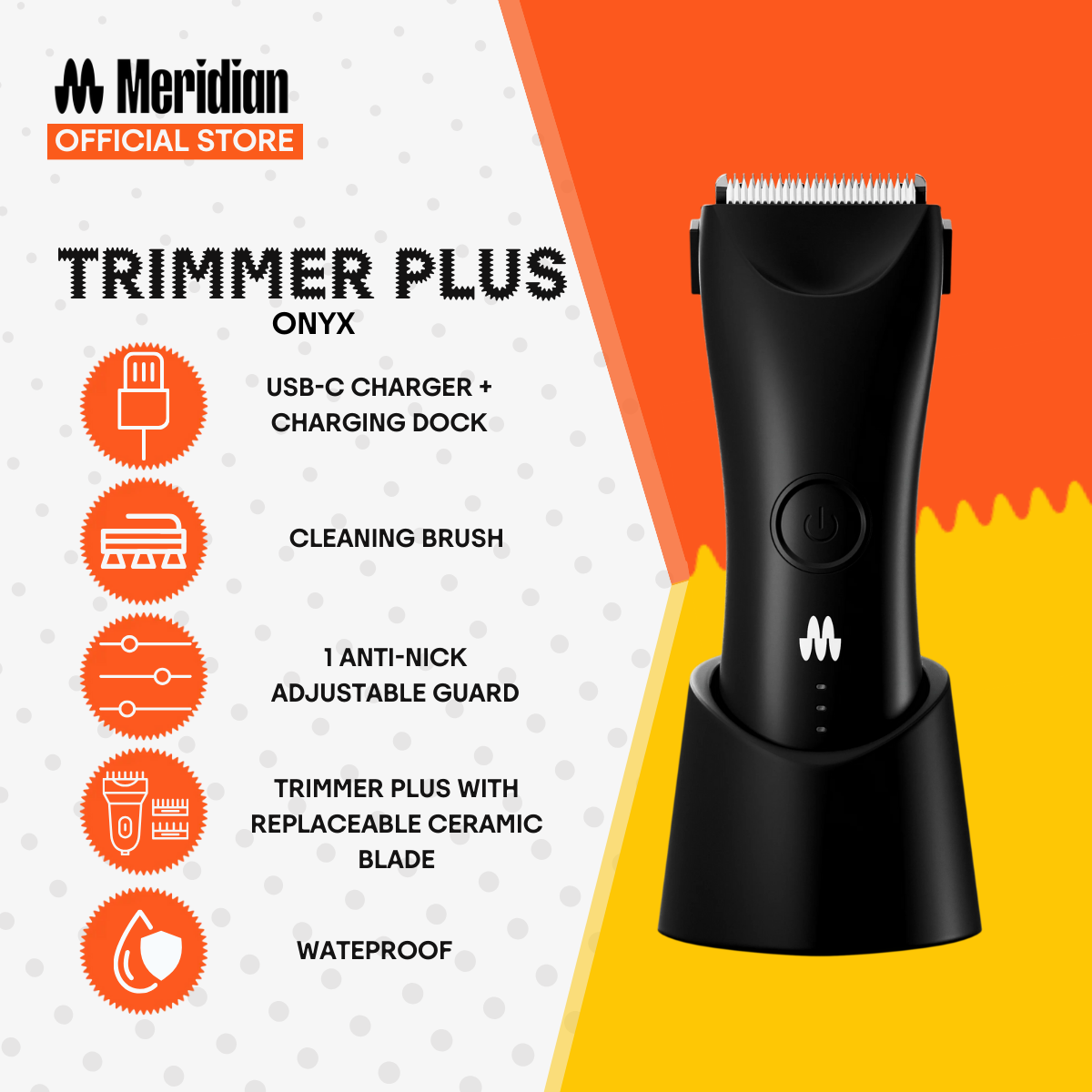 The Trimmer Plus Premium by Meridian Electric Razor USB-C Charging Waterproof Wet and Dry Groin & Body Shaver for Men