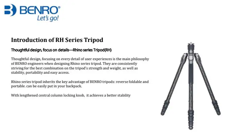 Benro FRHN24CVX25 Rhino Series Professional Carbon Fiber Tripod