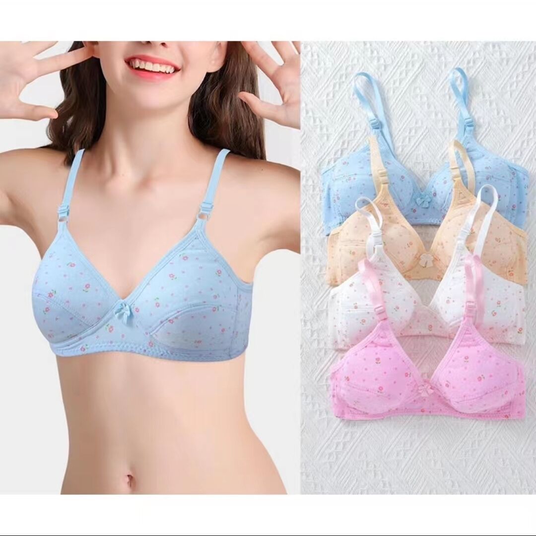 4/5pcs/lot Children Training Bras Girls Underwear Lingerie Solid Color  Cotton Double-deck Kids Teens Teenage Young Training Bra 8-16 Years Student