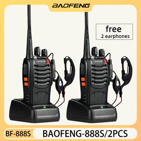 Baofeng 888S 5W Walkie-Talkies with 2 Headsets