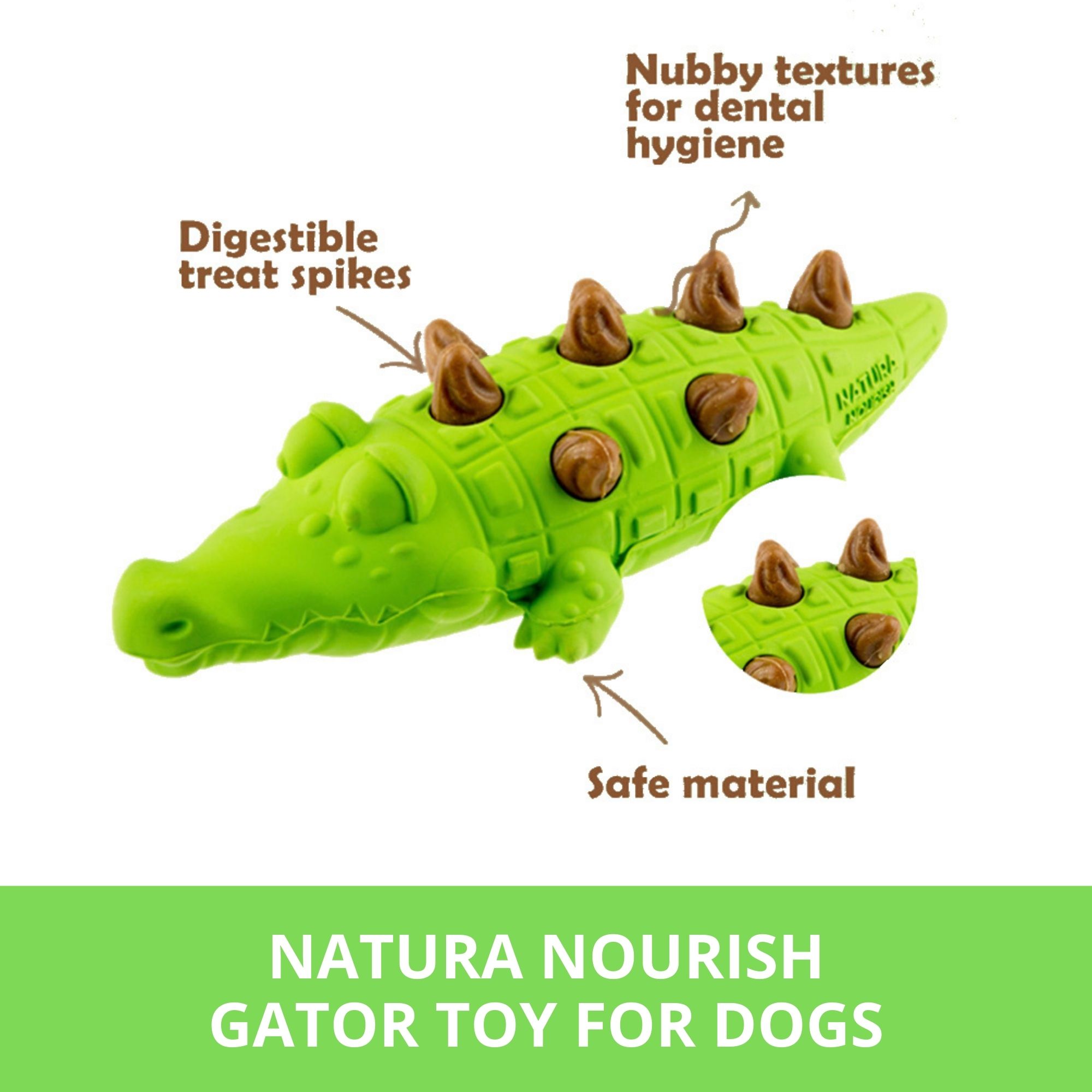 Natura Nourish Treatricks 2 in 1 Gator Dog Toy Treat Dispensing