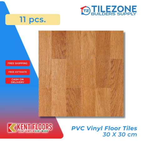 Kent Pvc Vinyl Floor Tiles TC13432 - 30x30 cm Dark Brown Wood Glossy Design 1.3mm - Ideal for Home & Commercial Vinyl Flooring