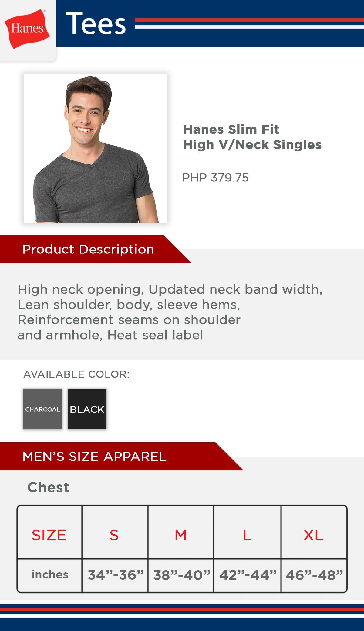 hanes slim fit v neck