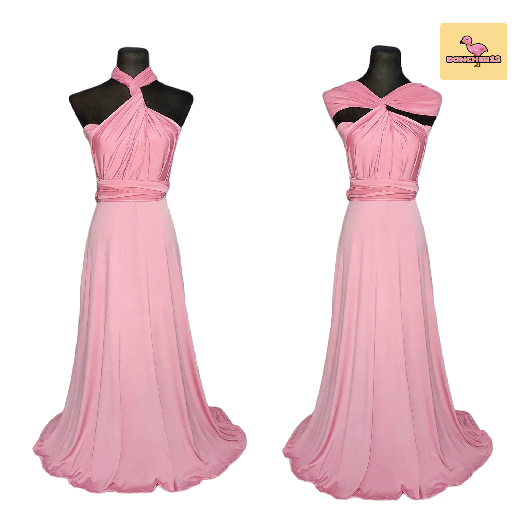 D12TRADING | Infinity Dress Blush Pink | Light Old Rose with tube attached for Wedding Bridesmaid and Special Occasion 