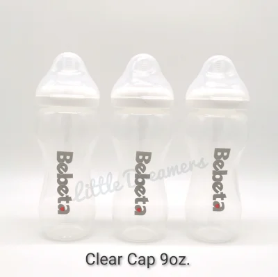 Bebeta 9oz. Regular Feeding Bottle Pack of 3's White or Clear Cap (2)