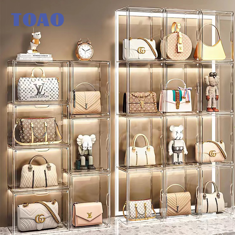 Toao Transparent Storage Box Acrylic Handbag Storage Organizer for Closet Acrylic toy Display Case Luxury Storage Box