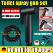 Bidet Nozzle with On/Off Button - Black Bathroom Sprayer Gun