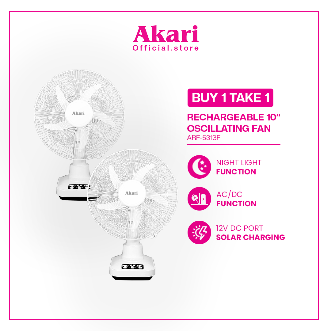Buy 1 take 1 Akari 12-inch Rechargeable Oscillating Fan (ARF-5313F) - Brand Akari Presyo 3,999 Piso*Libreng Shipping