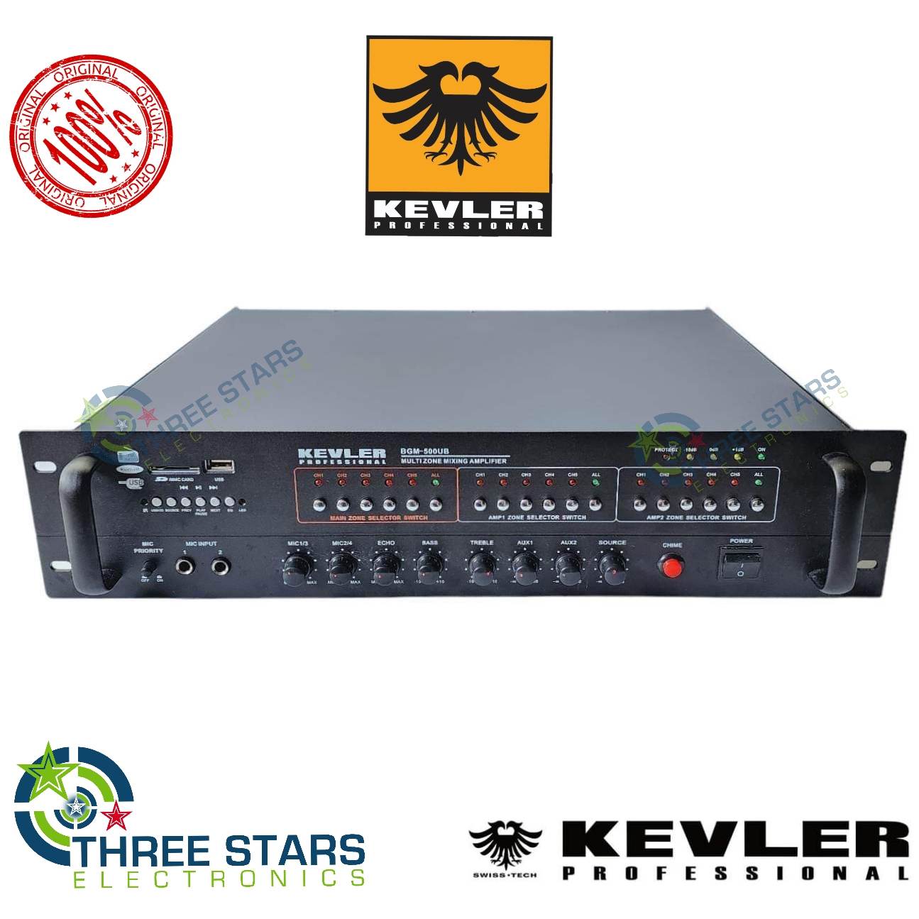 Kevler Professional Bgm - 500 PA Mixing Amplifier 450 Watts Multi Zone Mixing Amplifier