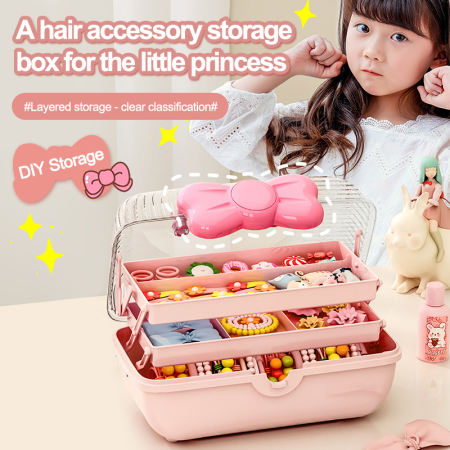 3-Layer Hair Accessory Organizer Box for Kids' Clips