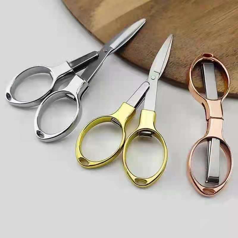 Scissor Keychain Mini Folding Scissors Stainless Steel Cutter with Keyring  Hole Glassess Shaped Scissors for