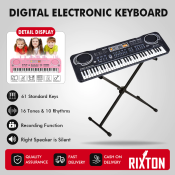 RIXTON 61-Key Black Electronic Keyboard with Mic and USB