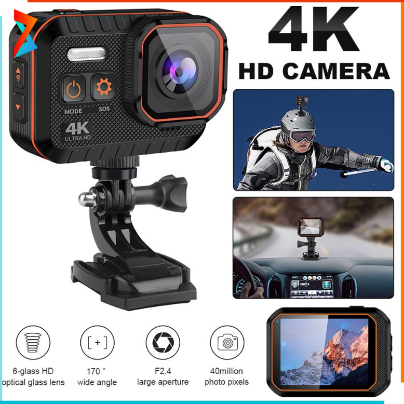 Waterproof 4k Action Camera for Motorcycle Helmet with Remote Control