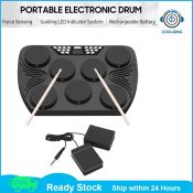 Portable Drum Set with 7 Pads and Foot Pedal