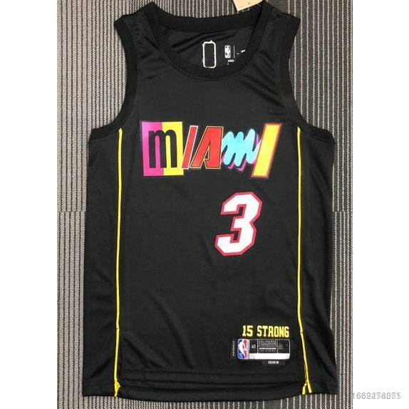 Reversible Miami Heat Jr #3 Tamami Basketball Jersey NBA Wade Flash
