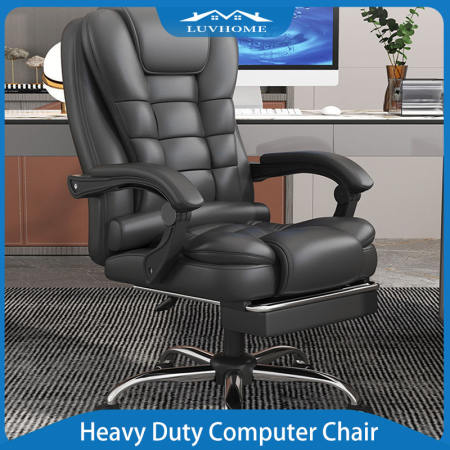 LUVHOME Leather Ergonomic Massage Chair with Swivel and Footrest