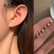 Chic Pearl Crystal Stud Earrings Set by We Flower