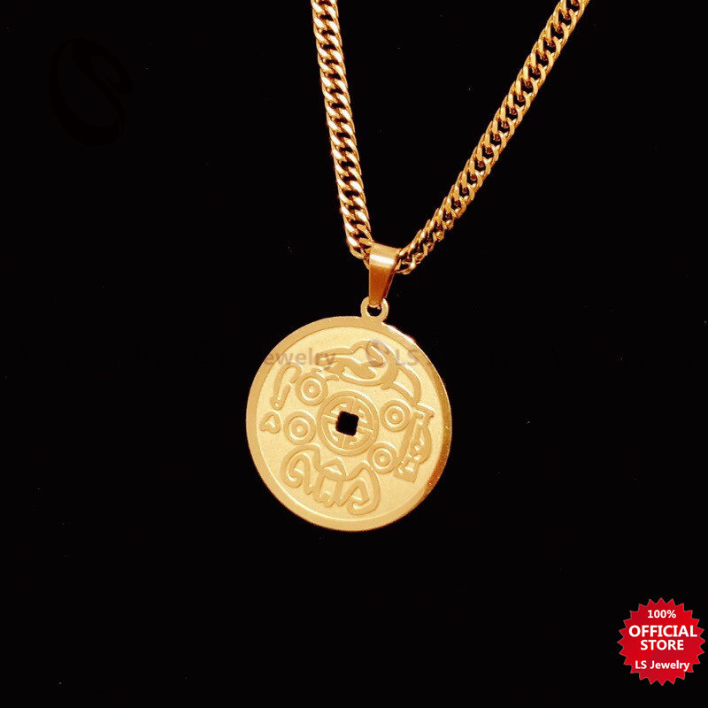 LS Jewelry 18k Gold Plated Money Amulet Pendant Necklace