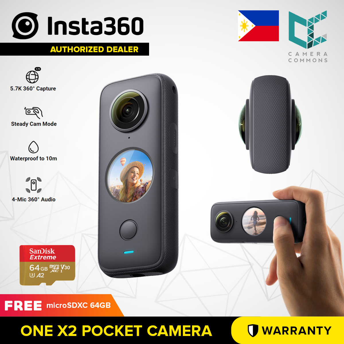 Insta360 ONE X2 Waterproof 5.7K 360° Action Camera