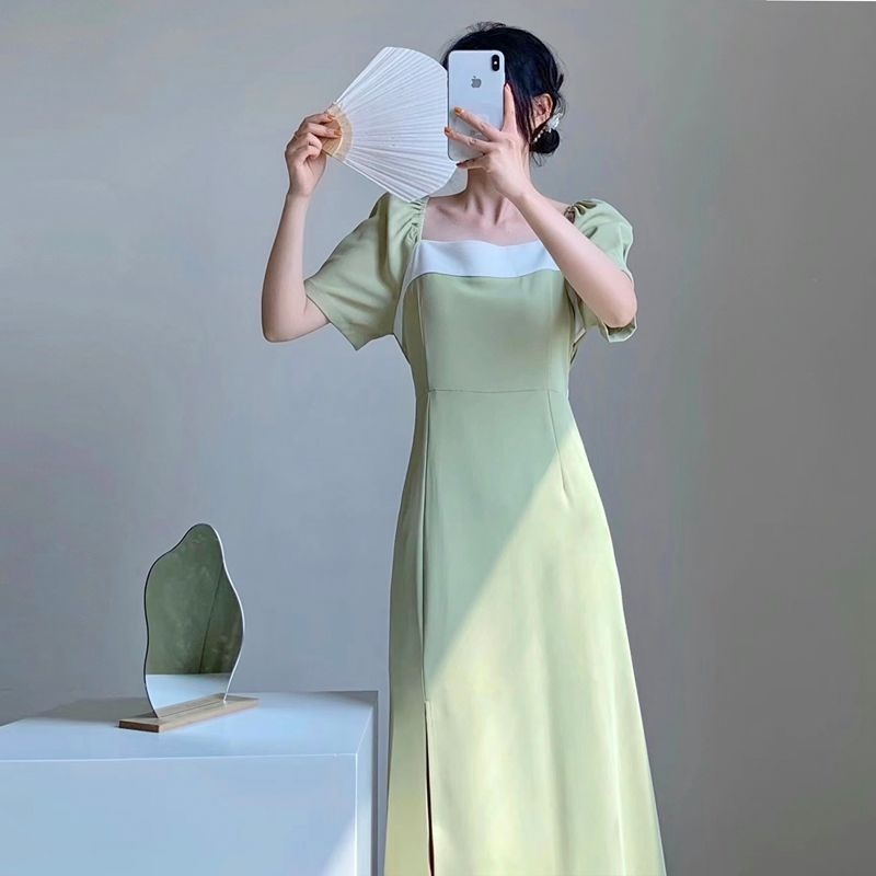 green emerald velvet dress Sage Green Top and Skirt Set – VESTIDO main image 1