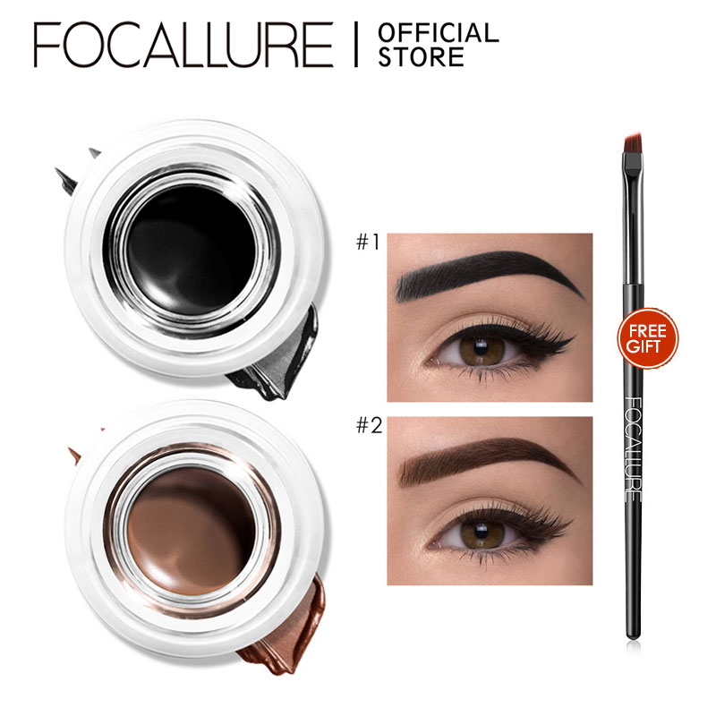 Discount on Focallure  shoes - SKU: FOCALLURE Free Set Tools Eyeliner Cream with Brush Brow Tint Makeup Brown Waterproof Eyebrow Cream G
