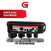 York 50 Kg Dumbbell Set with Long Bar and Case