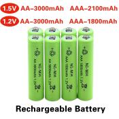 3000mAh Rechargeable AA/AAA Battery for Flashlight, Toy, and Remote