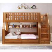 Durable Wood Double Bunk Bed Set for Kids Bedroom Furniture