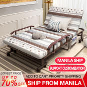 BAIERDI Luxury Folding Bed with 300KG Capacity and Adjustable Backrest