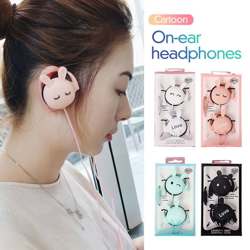 Earphones 3.5mm Over ear Headphones Cute Student Earphone Wired Model Cartoon Cute Rabbit Headset Lazada PH